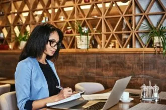It s important to set your own goals and work hard to achieve them. Young beautiful businesswoman